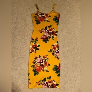 Floral yellow midi dress